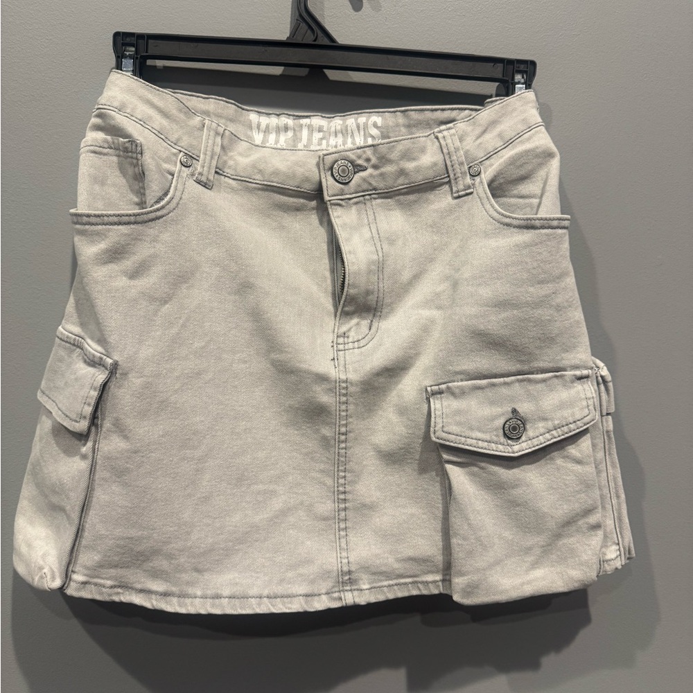 VIP Light Gray Cargo Mini Skirt